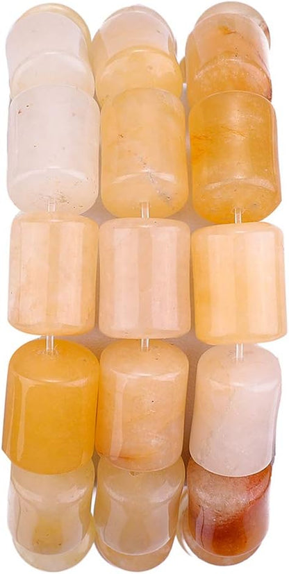 Natural Yellow Jade Cylinder Stone Loose Semi Gemstone Beads by Beadia
