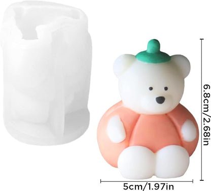 Halloween Pumpkin Cartoon Bear Silicone Candle Mold 3D Cute Resin Gypsum Ice - Image 2