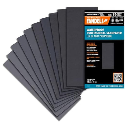 Fandeli | Waterproof Sandpaper | Assortment of Grits from 120 to 2500 | 36 by FandeliUSA
