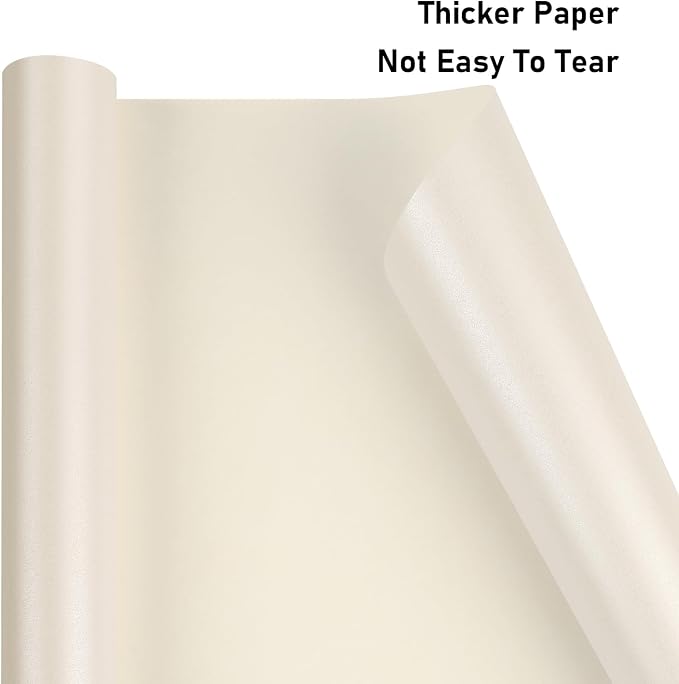 NESCCI Off white Matte Wrapping Paper, Solid Color Pearly-Lustre Paper-3 Roll - Image 3