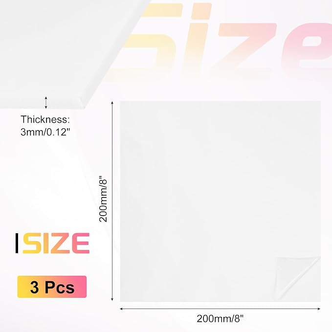 uxcell 3Pcs Acrylic Sheets 8x8 Inch Acrylic Panel 1/8 Inch-3mm Plastic Board - Image 2