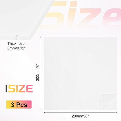 uxcell 3Pcs Acrylic Sheets 8x8 Inch Acrylic Panel 1/8 Inch-3mm Plastic Board - Image 2