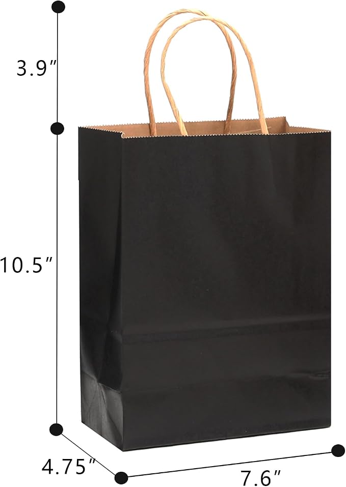 qiqee 60 pcs Kraft Bags with Handles 7.6"x4.75"x10.5" Medium Gift Paper Bag - Image 3