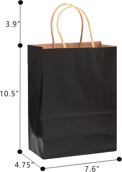qiqee 60 pcs Kraft Bags with Handles 7.6"x4.75"x10.5" Medium Gift Paper Bag - Image 3