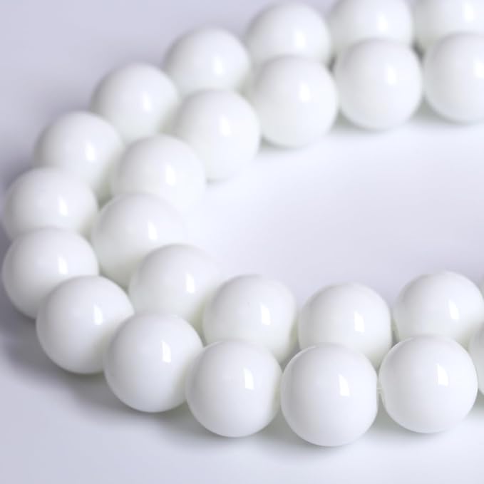 8MM Natural Stone White Porcelain Agate Beads Round Loose Stone Beads - Image 3