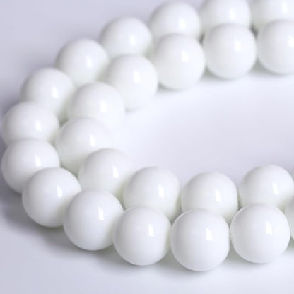8MM Natural Stone White Porcelain Agate Beads Round Loose Stone Beads - Image 3