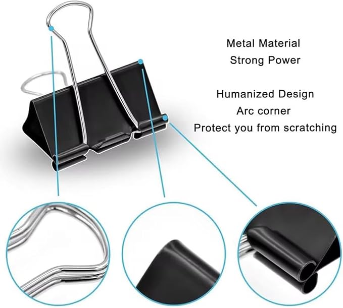 100 Pack Medium Binder Clips, Standard 32mm/1.25 in Binder, Durable Medium - Image 4