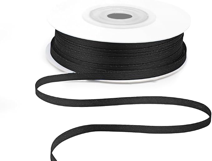 KMER LIFE 1/8" Wide x 50 Yards Black Polyester Satin Ribbon, Gift Wrapping & by KMERLIFE