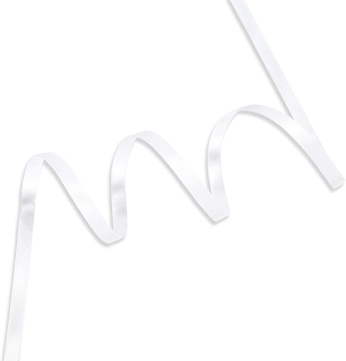 Humphrey's Craft 1/4 Inch White Double Faced Satin Ribbon - Image 2