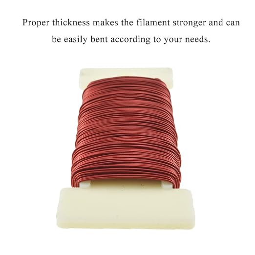 HAHIYO 26Gauge Red 1Roll Total 38Yards Metal Floral Wire Flexible Paddle Wire - Image 5