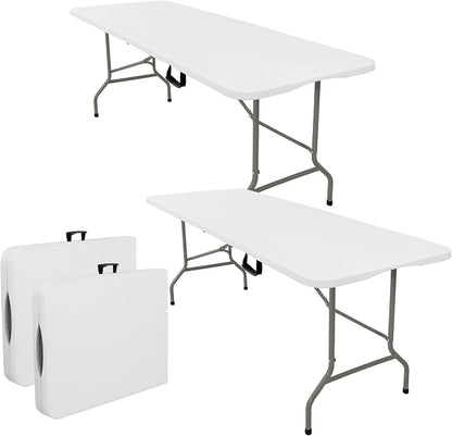 Set of 2 Folding Tables with Carrying Handle Heavy Duty Rectangular Portable by JALANCY