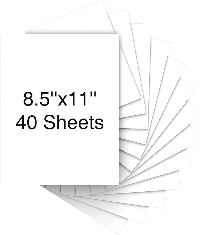 Cardstock 8.5 x 11 Inch 40 Sheets 190 gsm Heavyweight Card Stock Paper White by Unknown