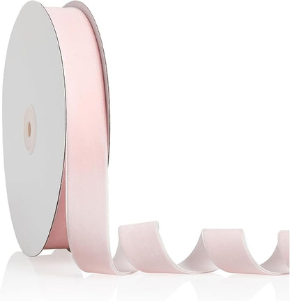 1" X 20 Yards Baby Pink Velvet Ribbon by Bomybaw