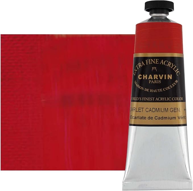 Charvin Extra Fine Professional Artist Acrylic Paint Colors, 150ml Cadmium - Image 2