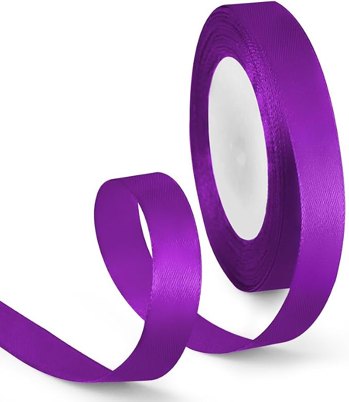 5/8 Inch 25 Yards Satin Ribbon Purple, Solid Color Fabric Ribbon by HimBen