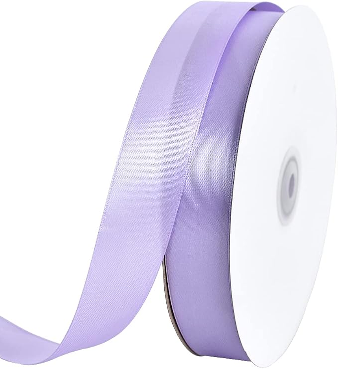 TONIFUL 1 Inch x 100yds Light Purple Satin Ribbon, Thin Solid Color Satin Ribbon by TONIFUL