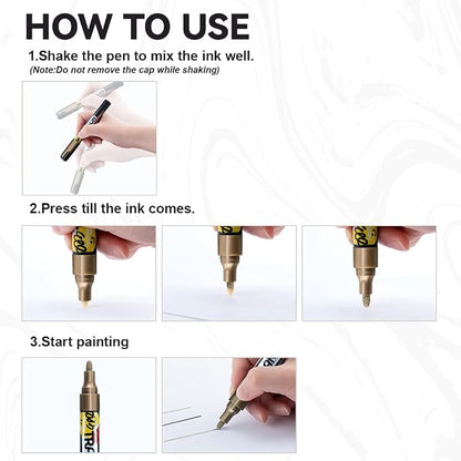 TRANSON 2 Gold Permanent Paint Markers - Image 4