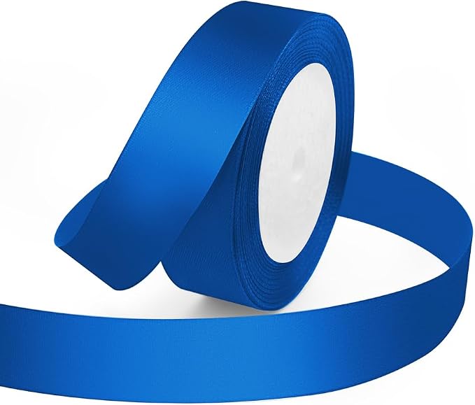 KMER LIFE Solid Color Royal Blue Satin Ribbon 1 Inches x 25 Yards, Ribbons by KMERLIFE