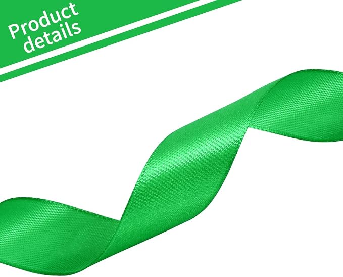 TONIFUL 1 Inch x 100yds Green Satin Ribbon, Thin Solid Color Satin Ribbon - Image 3