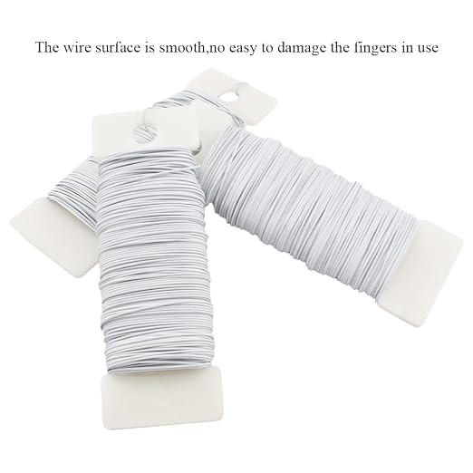 HAHIYO 22Gauge White 3Roll Total 115Yards Metal Floral Wire Flexible Paddle Wire - Image 4