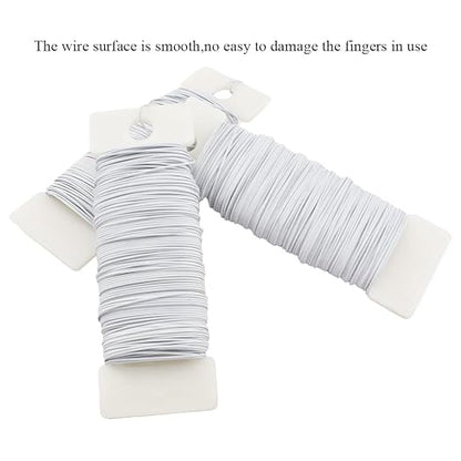 HAHIYO 22Gauge White 3Roll Total 115Yards Metal Floral Wire Flexible Paddle Wire - Image 4