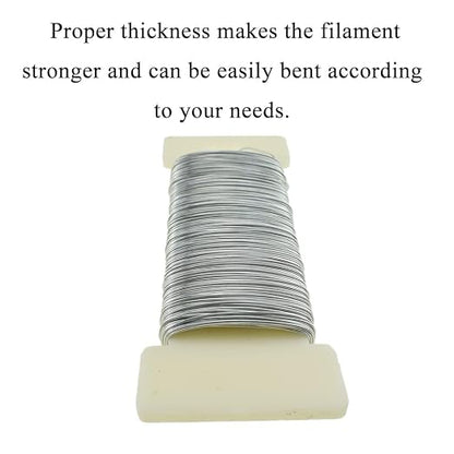 HAHIYO 26Gauge Silver 3 Rolls Total 115 Yards Metal Floral Wire Flexible Paddle - Image 4