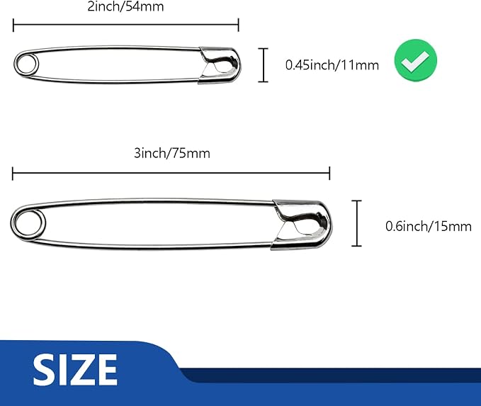 ZIPCCI 2 inch Safety Pins, Steel Wire - Image 2