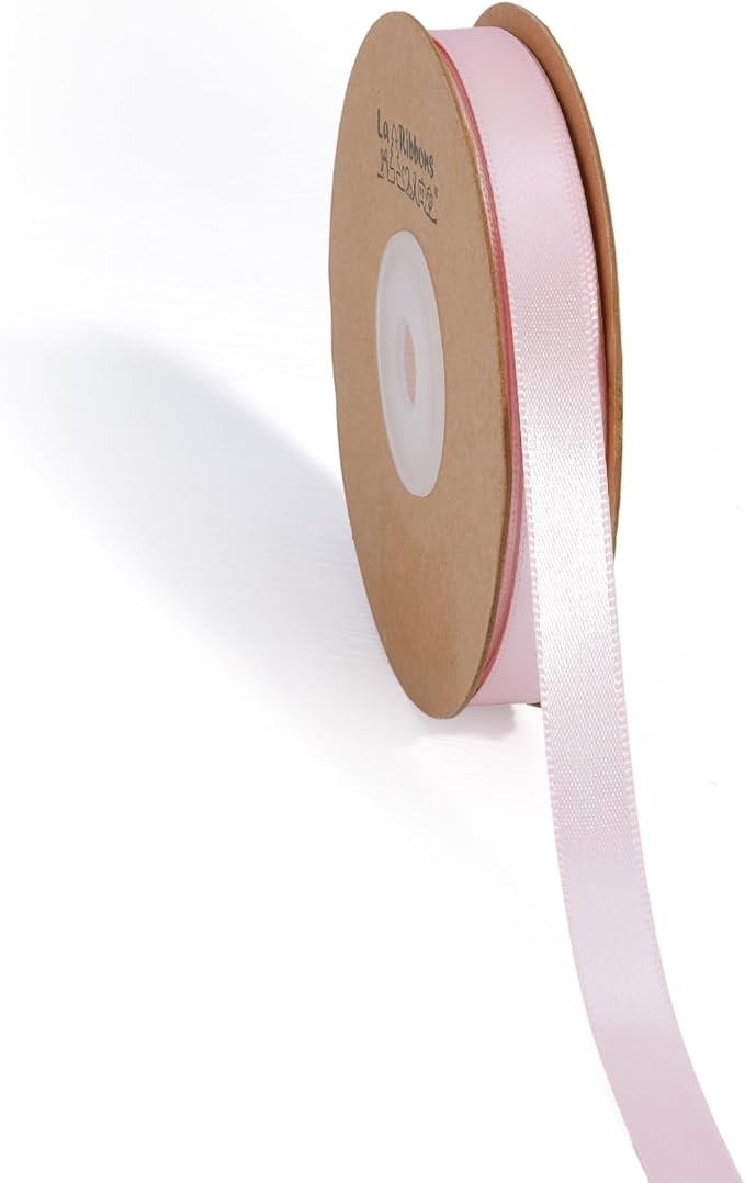 LaRibbons Light Pink Satin Ribbon 3/8 Inch 50 Yards Thin Luxury Double Faced by LaRibbons
