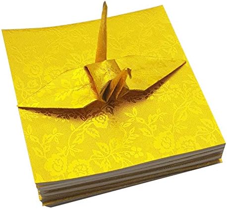 100 Origami paper sheets paper pack Gold Origami paper cranes 6x6 inches - Image 3