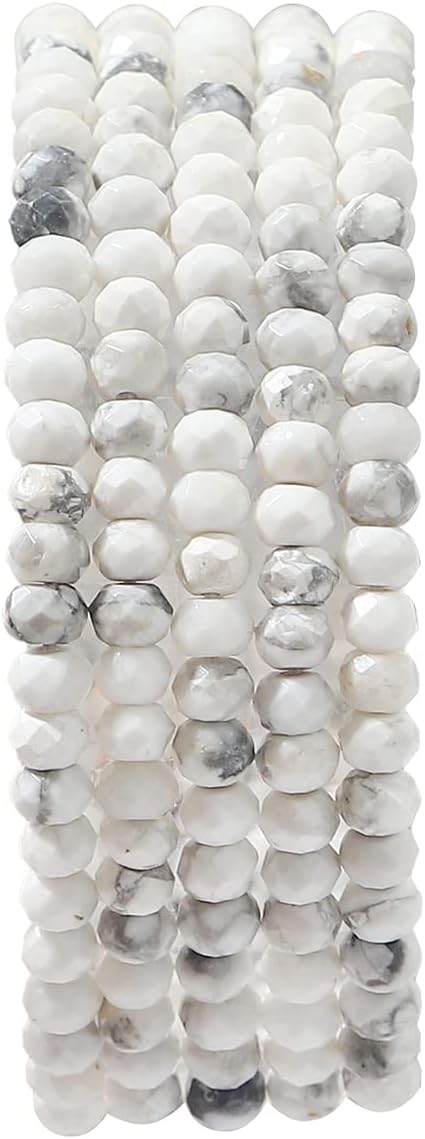 Natural White Howlite Beads 4x2mm 120pcs Faceted Rondelle Loose Semi Gemstone - Image 2