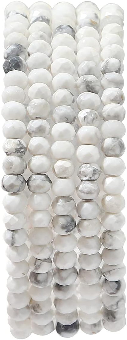 Natural White Howlite Beads 4x2mm 120pcs Faceted Rondelle Loose Semi Gemstone - Image 2