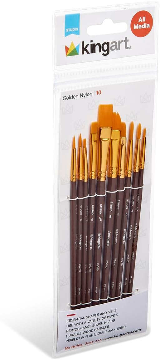 KINGART 10-Piece Paint Brushes, Acrylic Painting Brush Set, Watercolor Brushes - Image 3