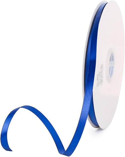 1/4" x 100 Yards Royal Blue Polyester Satin Ribbon Single Faced Bulk Fabric by Oakarbo