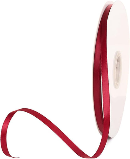 1/4" x 100 Yards Burgundy Polyester Satin Ribbon Single Faced Bulk Fabric by Oakarbo