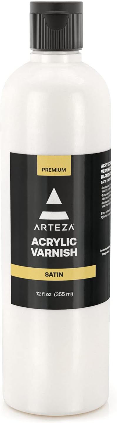 ARTEZA Satin Acrylic Varnish 12oz/355ml, UV-Protective, Wood & More by ARTEZA