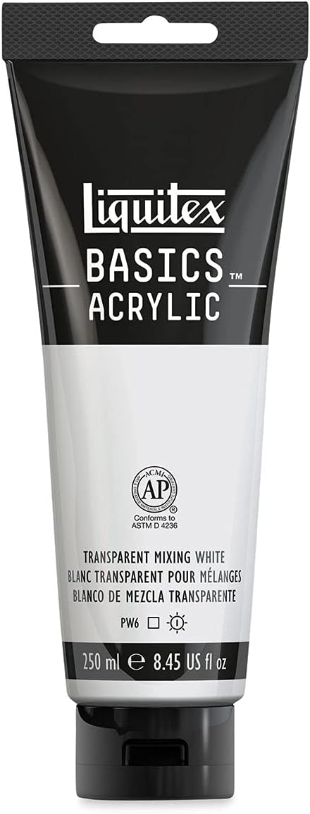 Liquitex BASICS Acrylic Paint, 250ml Tube, Transparent Mixing White by Liquitex