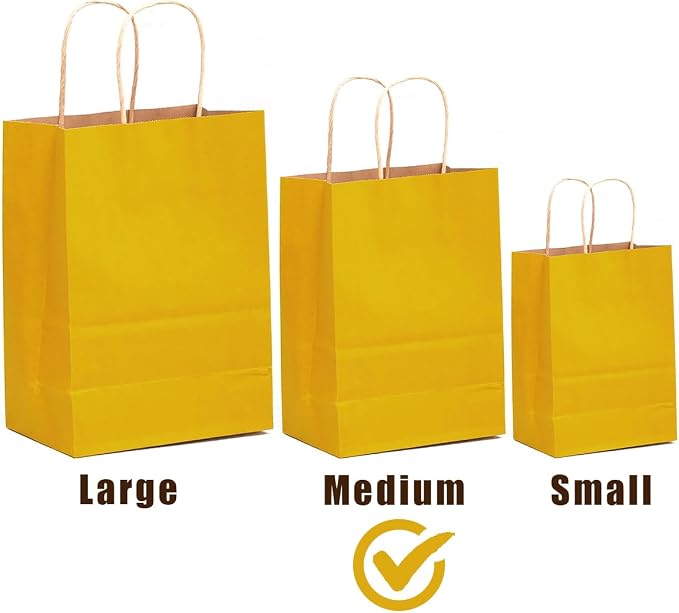 qiqee 32-Packs Yellow Paper Gift Bags - Image 2