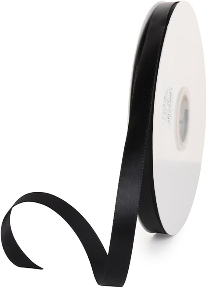 3/8" x 100 Yards Black Polyester Satin Ribbon Single Faced Bulk Fabric Ribbons by Oakarbo
