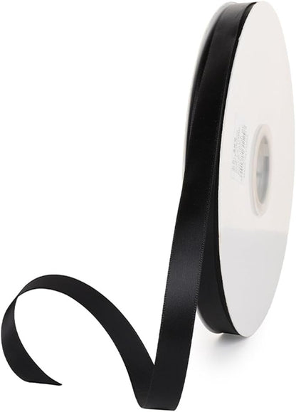 3/8" x 100 Yards Black Polyester Satin Ribbon Single Faced Bulk Fabric Ribbons by Oakarbo