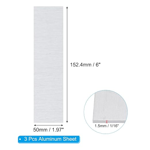 PATIKIL 6061 T651 Aluminum Sheet Metal 6 x 1.97 x 1/16 Inch 3Pcs Flat Plain - Image 2