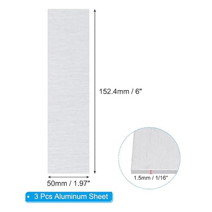 PATIKIL 6061 T651 Aluminum Sheet Metal 6 x 1.97 x 1/16 Inch 3Pcs Flat Plain - Image 2