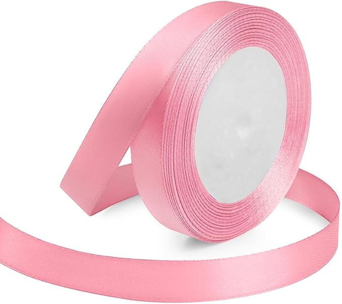 KMER LIFE Solid Color Light Pink Satin Ribbon, 5/8 Inches x 25 Yards Fabric by KMERLIFE
