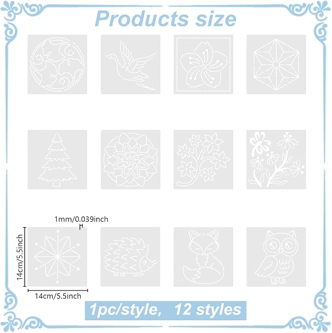 FREEBLOSS Sashiko Stencil Christmas Tree Embroidery Patterns Stencils - Image 3