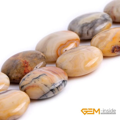 GEM-Inside Lace Agate Gemstone Loose Beads Natural 20mm Coin Crzay Crystal - Image 4