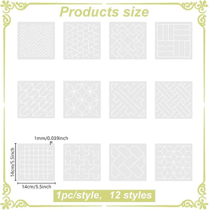 FREEBLOSS Sashiko Embroidery Stencils Sashiko Stencil Geometric Embroidery - Image 3