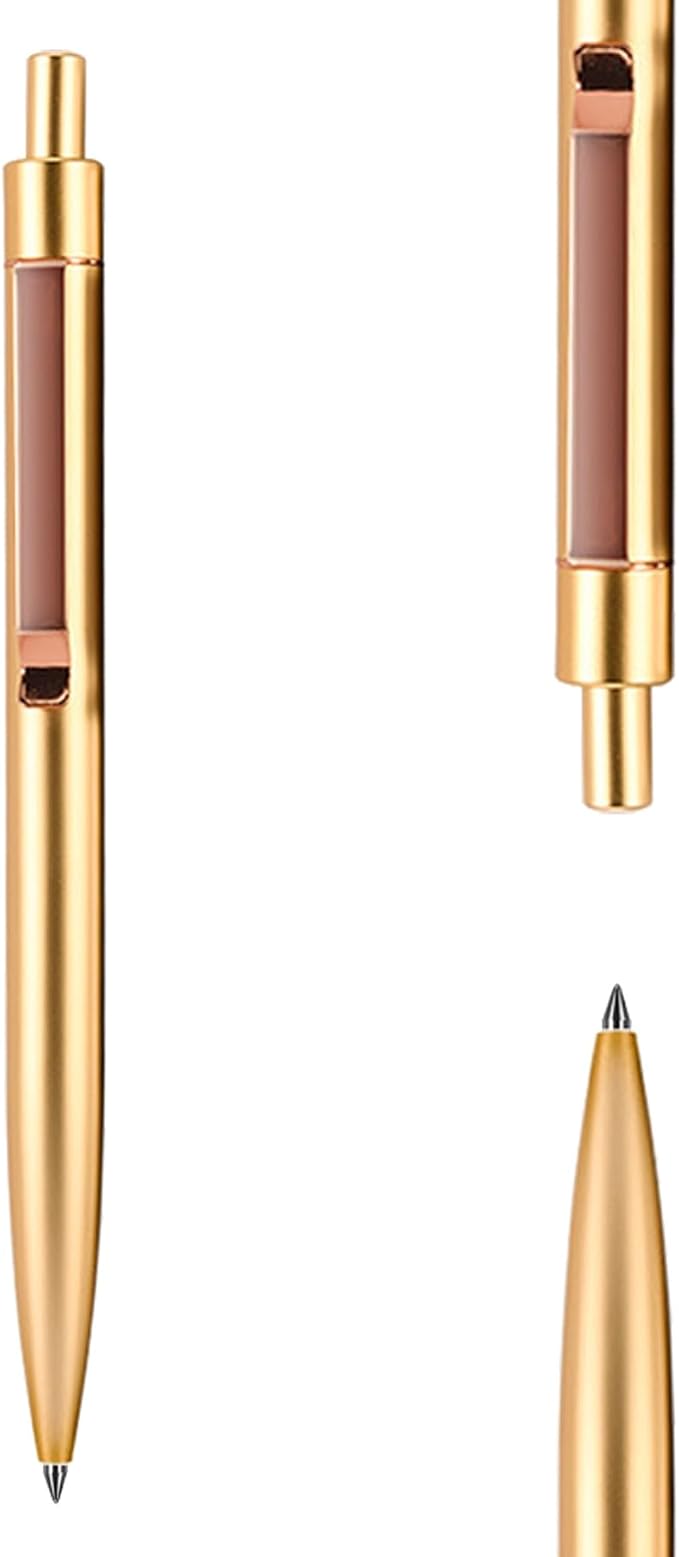 DUNBONG Golden Metal Gel Pen, Gel Ink Ballpoint Pen, 0.5mm Retractable Ink Pen by DunBongStationery