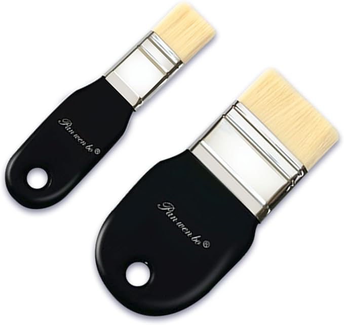 2 PCS Flat Paddle Paint Brush Set, Nylon Painting Brushes by LUNDOME