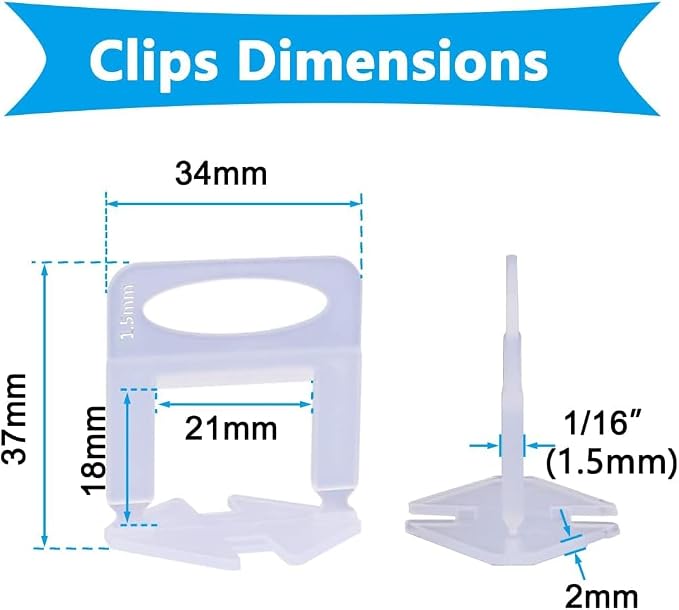 800 PCS Tile Leveling System Clips 1/16'' Tiles Leveler Spacers Tool - Image 2