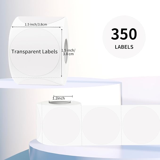 Round Transparent Thermal Label Stickers- 1.5 Inch, Round Clear Self-Adhesive - Image 2