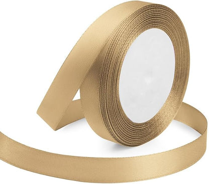 Champagne Gold Ribbon 5/8 Inches x 25 Yards, Bows Making, Floral Bouquets by KMERLIFE